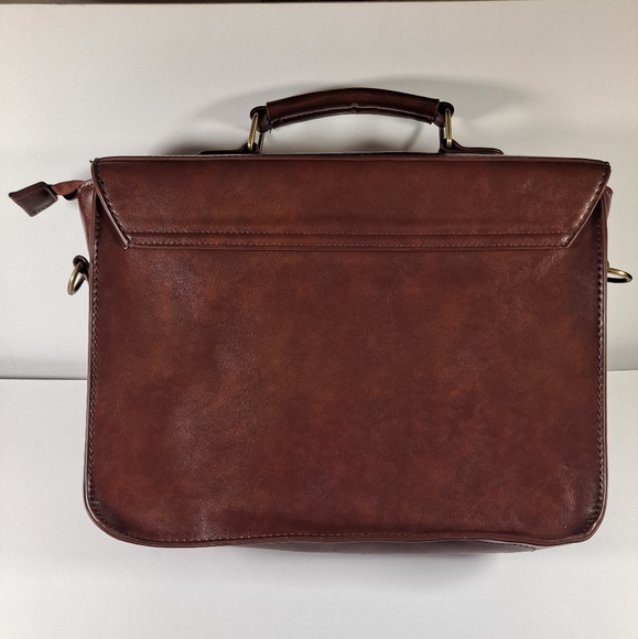 ECOSUSI Women's Briefcase Leather Laptop Brown Satchel with Bow Accent - Picture 2 of 9